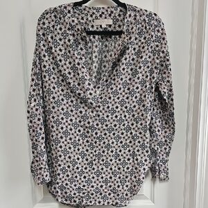 LOFT Long Sleeve Quarter Button Down Blouse